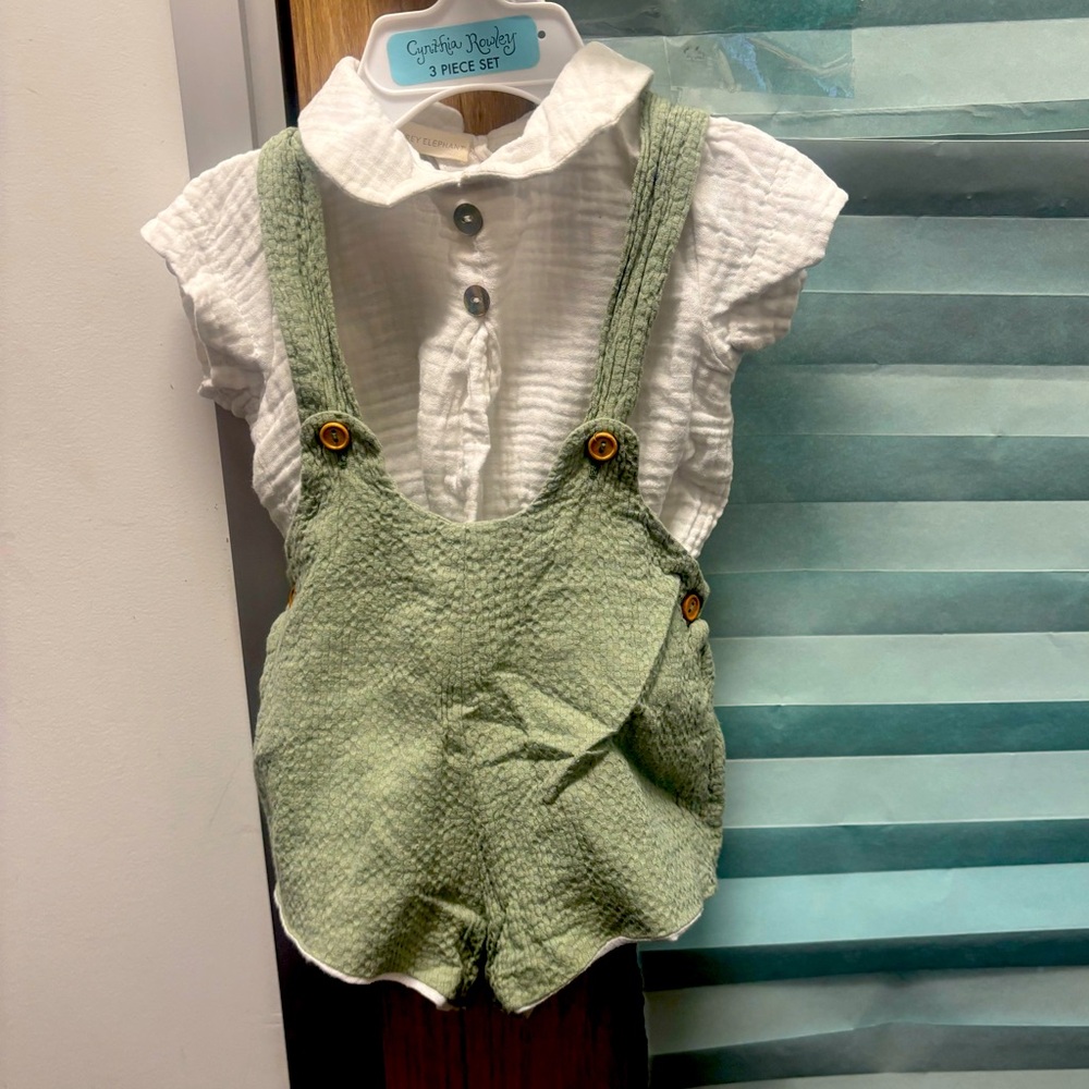 Grey elephant beautiful European clothing.  High quality!  9 mo